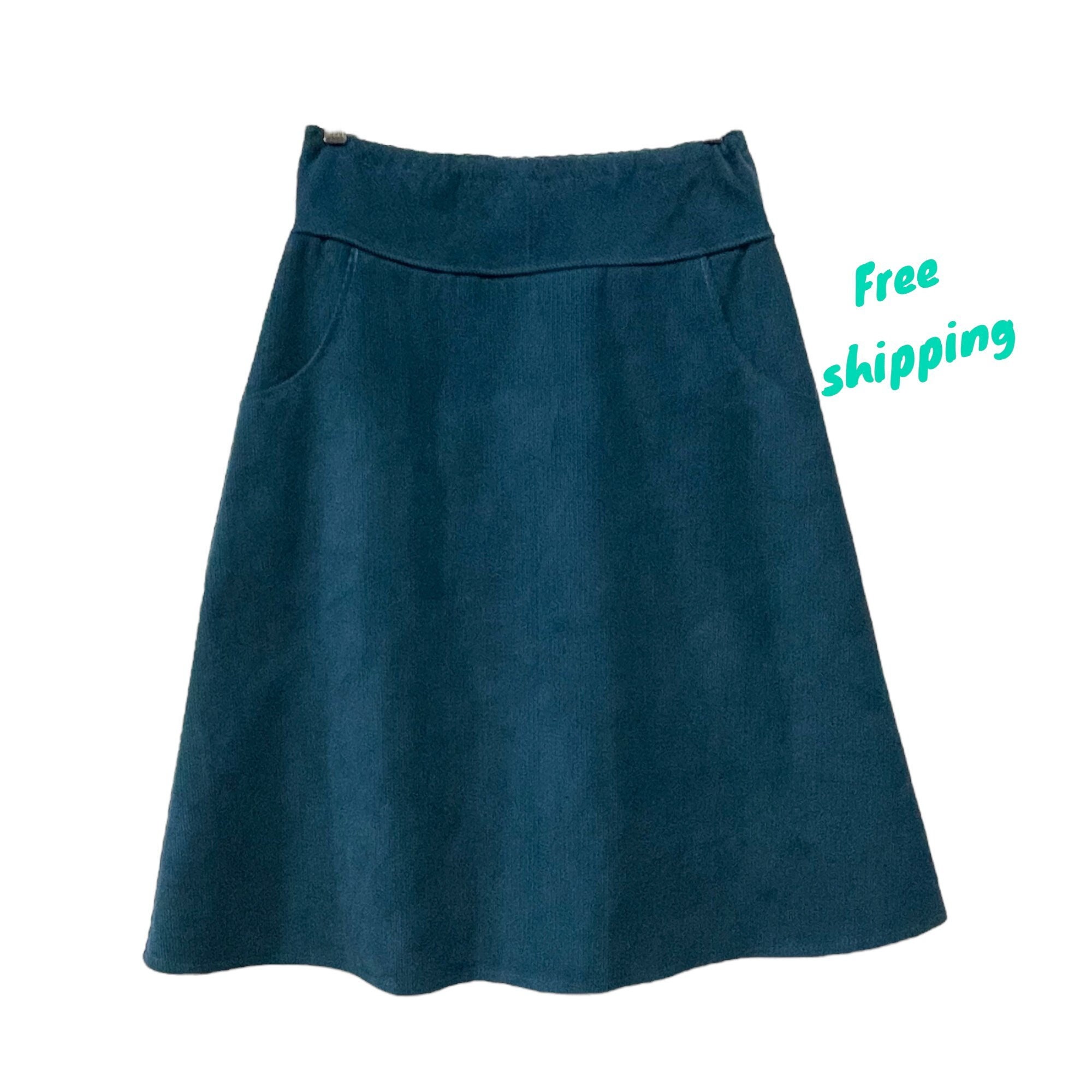 60〜70s codyroy skirt nevy Vintage 70's Navy Blue Corduroy Skirt - French NOS - Size 6