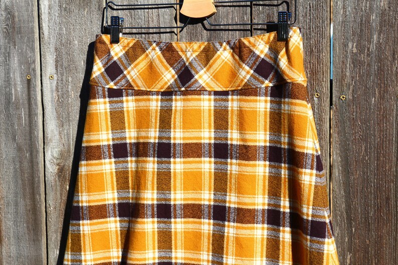 Retro Plaid Flannel Skirt Saffron Yellow and Brown Warm | Etsy