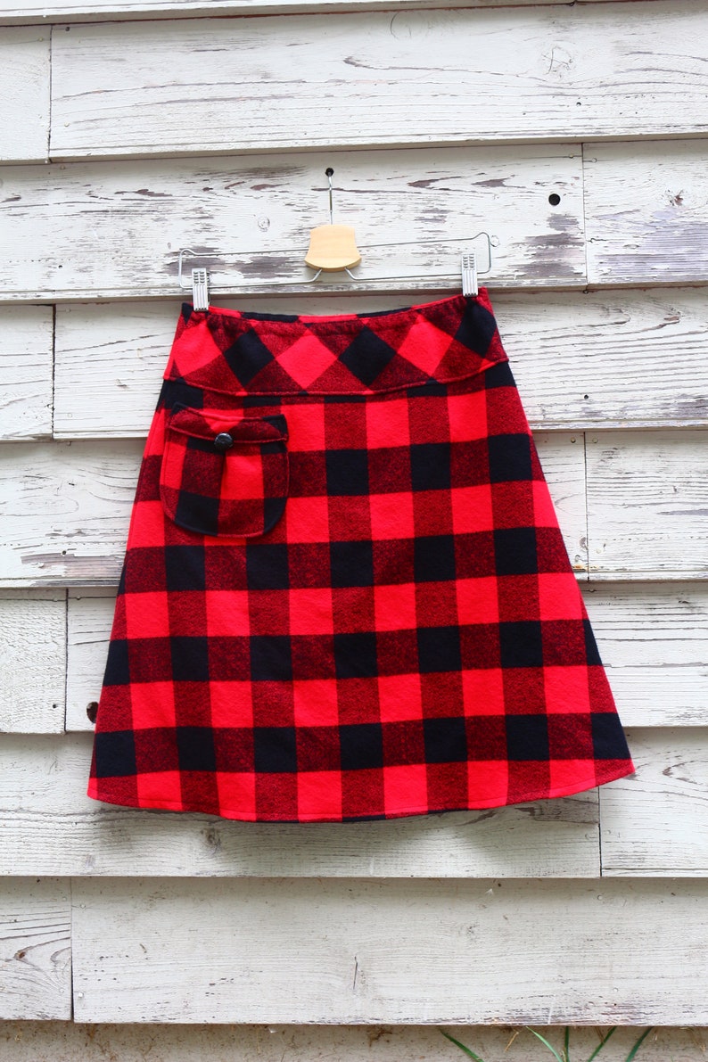 Red Flannel Skirt Warm Skirt Buffalo Check Flannel Skirt Etsy