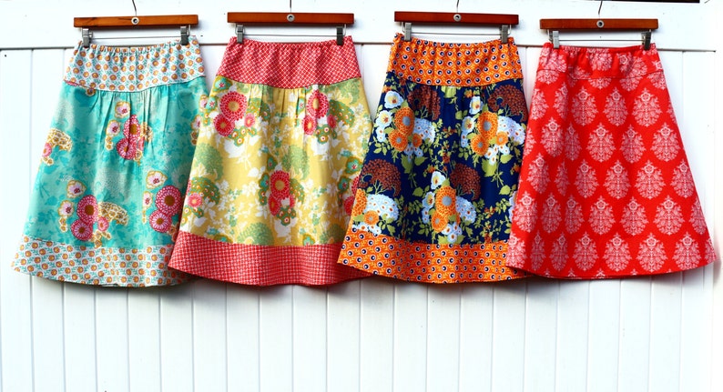 Camelia New Joel Dewberry Botanique Line Domino A-line Skirt Hip Size women/'s 30/'/'-56/'/' Bold Bouquet Semi Gathered A-Line Skirt