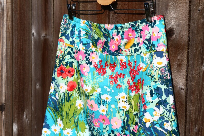 Custom made in all sizes Wildflower A-Line skirt and lengths Poppy skirt Floral skirt Skirt Simple A-line