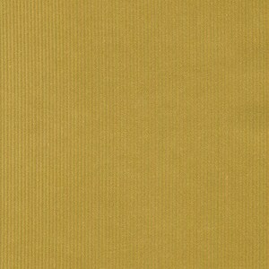 May include: A close-up of a textured fabric with a corduroy weave. The fabric is a muted yellow color.