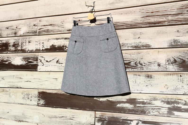 Warm Skirt Gray Flannel Skirt Simple A-line Skirt With - Etsy