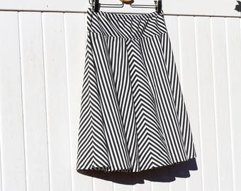 Black and White Striped Skirt Full Circle Skirt A line skirt Custom Made in ALL lengths and sizes from petite to plus