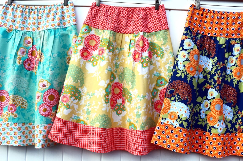 Camelia New Joel Dewberry Botanique Line Domino A-line Skirt Hip Size women/'s 30/'/'-56/'/' Bold Bouquet Semi Gathered A-Line Skirt