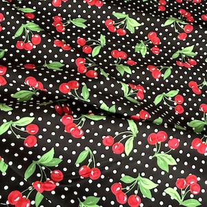 Cherry dots rockabilly A Line Skirt, Custom made in all sizes, and lengths