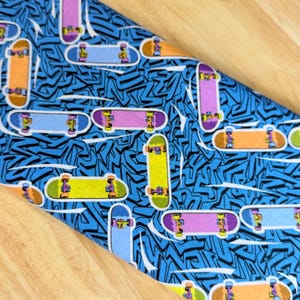 A-Line Skirt: 80s 90s retro Skateboard Print, Custom Made