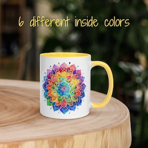 Coffee Mug Mandala Colorful Gift for Her Mandala Mug Yoga Lovers Tea Mug Cheerful Gift for Woman Colourful Mug Bright Colors Joyful Tea Mug