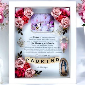 Godparent proposal shadow box godparents shadow box baptism baptism godparents bautizo Godparent proposal shadow box