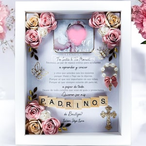 Godparent proposal shadow box godparents shadow box baptism baptism godparents bautizo Godparent proposal shadow box