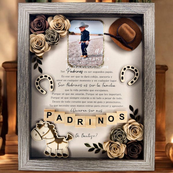 Godparent proposal shadow box godparents shadow box baptism baptism godparents bautizo Godparent proposal shadow box
