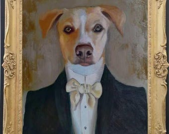 Retrato de mascota personalizado a partir de foto, pintura al óleo por encargo, perro gato
