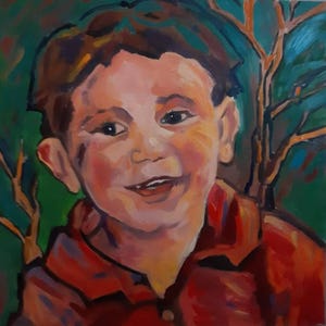 Hand Painted Child Portrait from Photo – Custom Kids Oil Painting on Canvas – Personalized Gift for Family