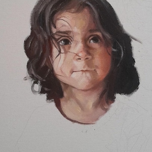 Hand Painted Child Portrait from Photo – Custom Kids Oil Painting on Canvas – Personalized Gift for Family