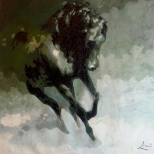Painting with a horse | Abstract  horse portrait - Hand painted wall art | oil canvas Textured Impasto