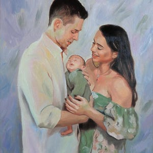 Custom Hand-Painted Oil Portrait | Family, Couple & Child Canvas | Personalized Gift | Unique Artwork from Photo