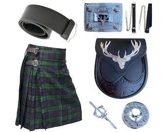 Traditionellt herrset med kilt i höglandskilt – komplett 5-delat tillbehörspaket