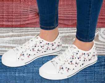 Bull Terrier Low Top Woman Sneakers: Patriotic Dog Lover Shoes