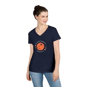 Ridgewood Rescue Ladies' V-Neck Tee, Animal Shelter Support Wear, Pet Lover's Shirt, Cute Rescue Tee, Gifts for Animal Lovers, Local Cat TNR