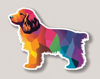 Bedårande färgglad, färgskuren cocker spaniel valpklistermärke – perfekt för hundälskare