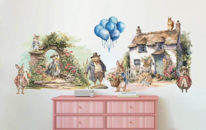 Peter Rabbit Wall Decal Peter Rabbit Wall Art Rabbit Wall Sticker Farm ...