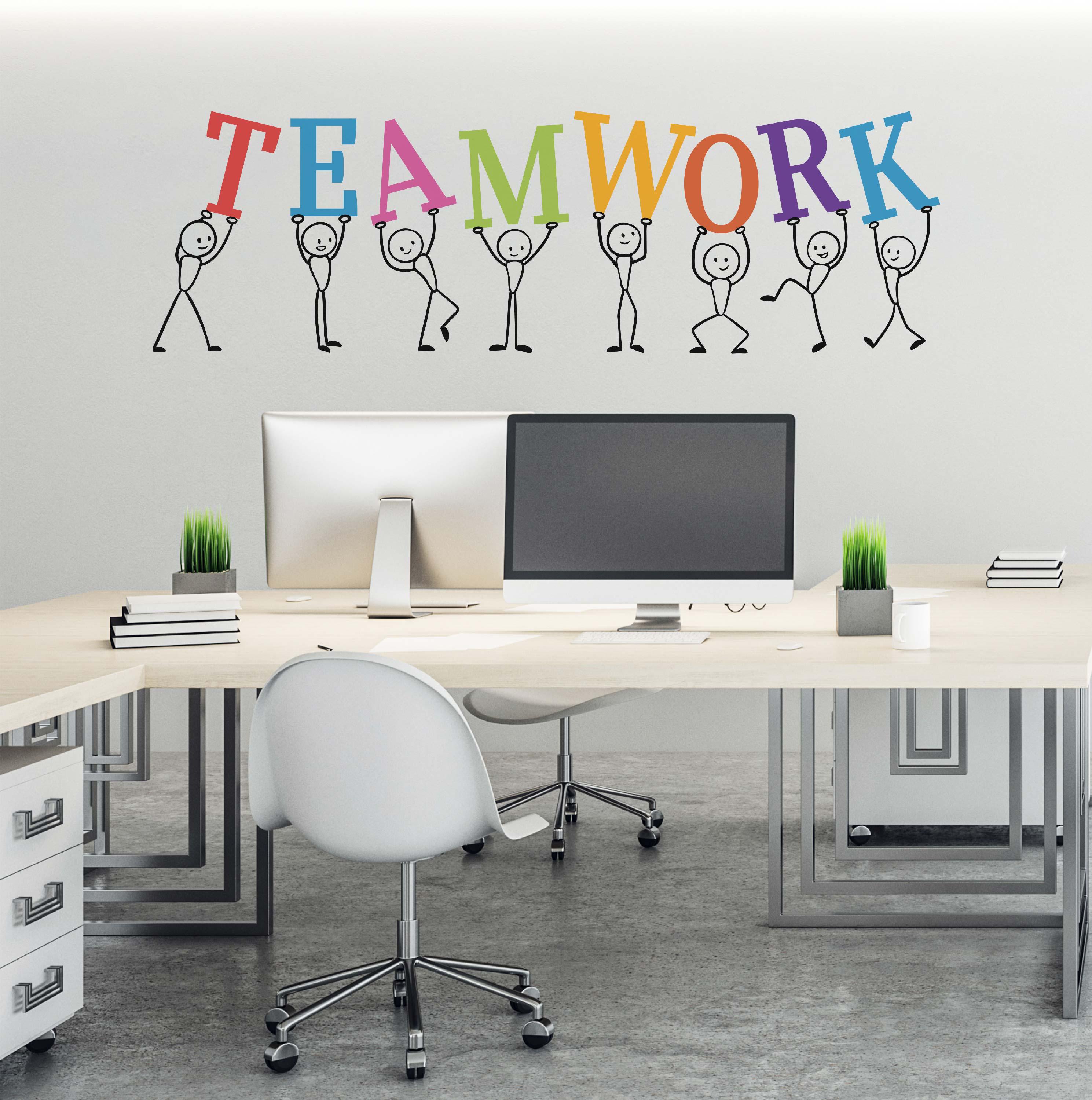 Teamwork Wall Decal Motivational Wall Sticker Company Quote Wallpaper ...