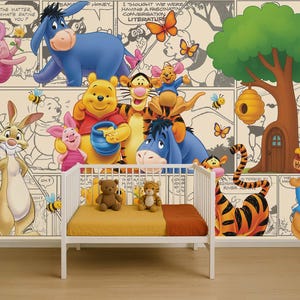 Winnie The Pooh Wallpaper Winnie Wall Art Tigger Wall Sticker 3D Winnie Wall Mural Wall Decal For Child Room Boy Room Nursery Room Decor
