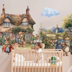 Adesivo da parete Peter Rabbit Adesivo da parete Peter Rabbit Adesivo da parete Benjamin Bunny Adesivo da parete Coniglio Carta da parati per la decorazione della stanza dei bambini Adesivo per la stanza dei bambini