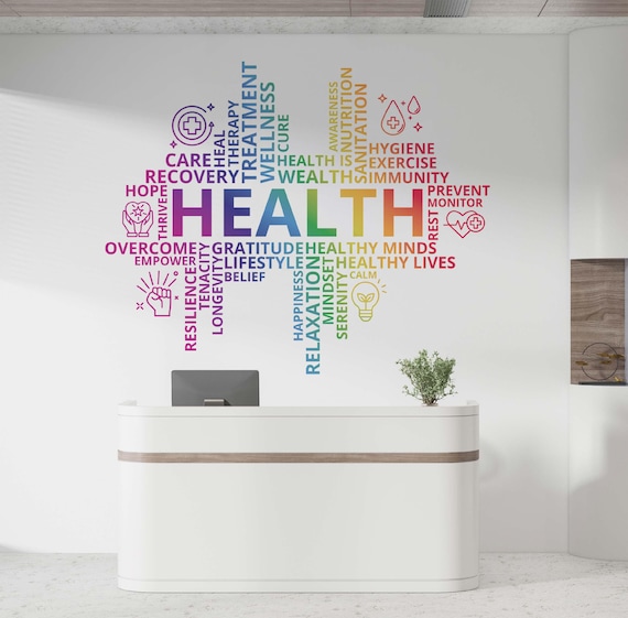 Vinyl Health Words Cloud Wall Decal - Large Medical/Spa Relaxation Quote Sticker, Dark Red, 22.5x31 In - View #10