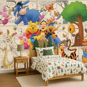 Winnie The Pooh Wallpaper Winnie Wall Art Eeyore Wall Sticker Comic Winnie Wall Mural Wall Decal For Kid Room Boy Room Child Room Decor