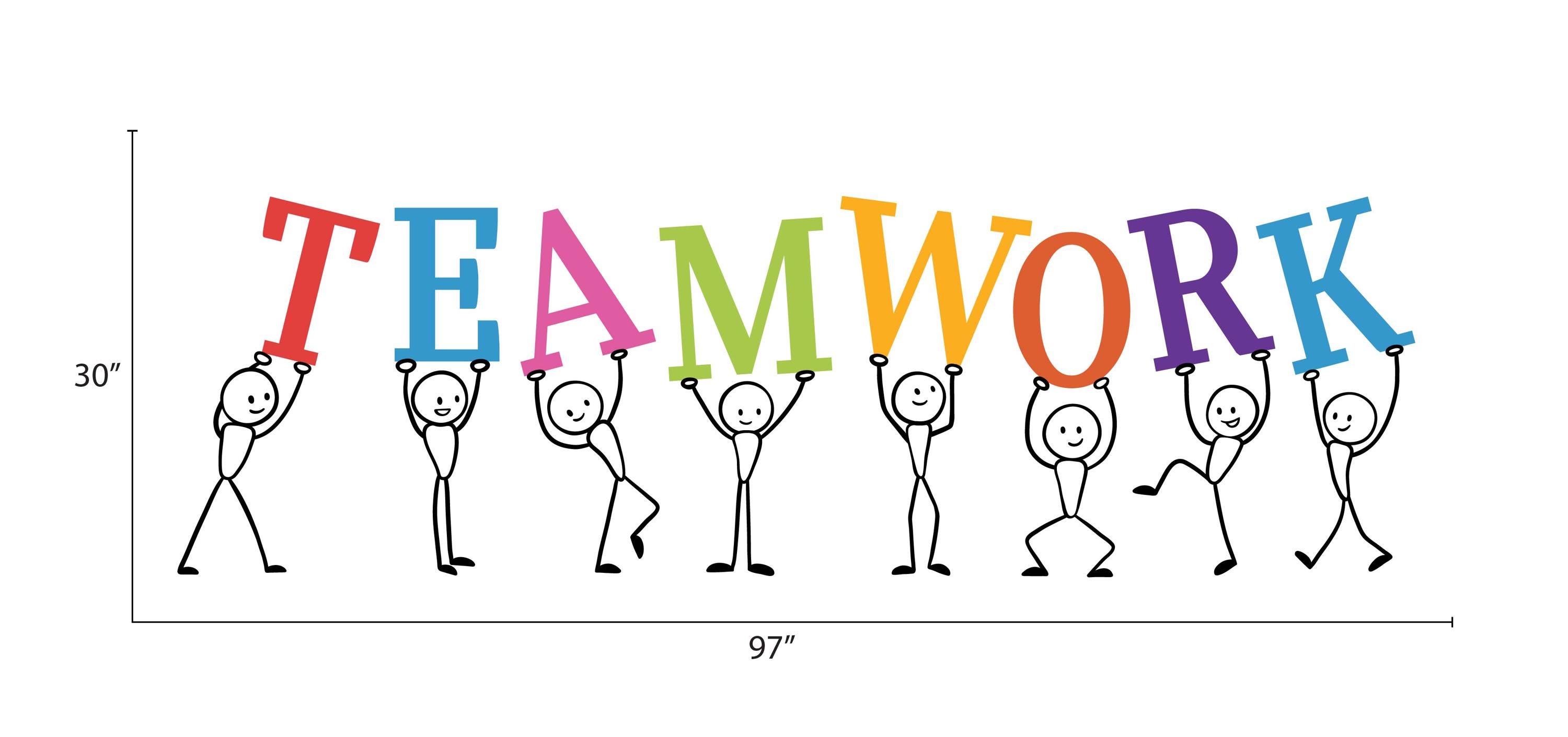 Teamwork Wall Decal Motivational Wall Sticker Company Quote Wallpaper ...