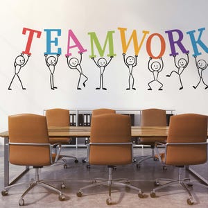 Adesivo da parete Teamwork Adesivo da parete motivazionale Carta da parati Team Building Arte da parete Team Office Adesivo da parete per ufficio Decorazione Valori del lavoro di squadra