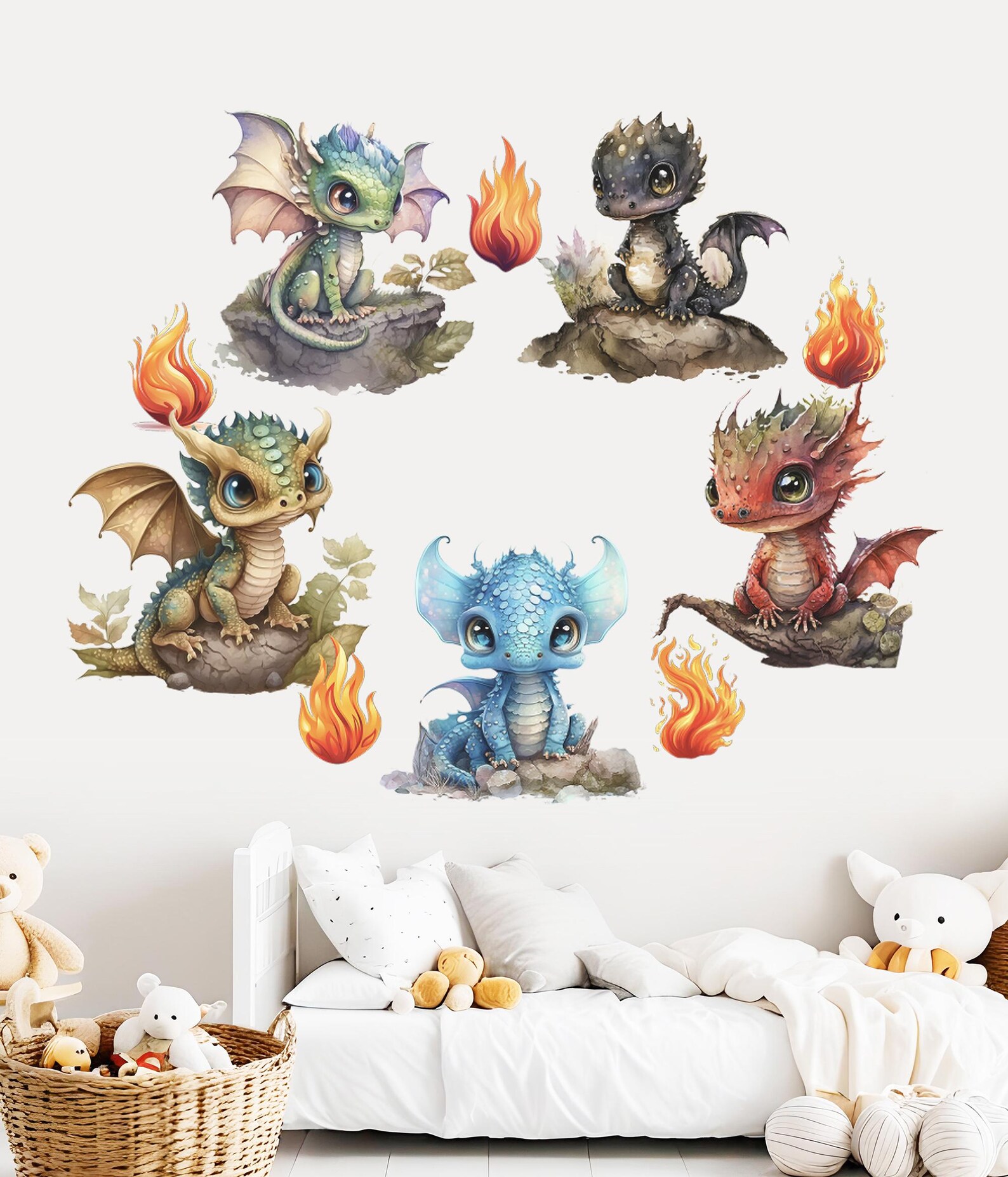 Fire Dragon Wall Decal Water Dragon Wall Art Cute Dragon Wall Sticker ...