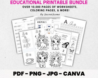 Preschool Learning Bundle: 10000+ Activity Worksheets (Digital Download)