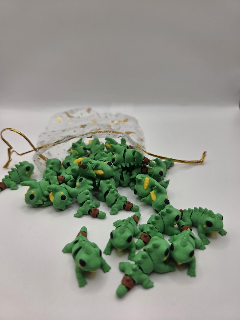 Leguan | 3D-utskriven | Ledad Flexi Bundle | Bedårande poserbara 2,5 cm leguaner | Perfekt skrivbordskompis | Fickkompis | Sensoriskt hjälpmedel bild 6