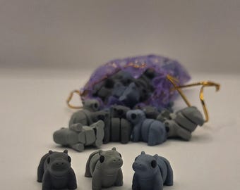 Hippo Flexi Animal | Articulated 3D Printed Fidget Toy | Mini Desk Pet | Stress Relief Gift | ADHD & Anxiety Relief | ~1 Inch Mini
