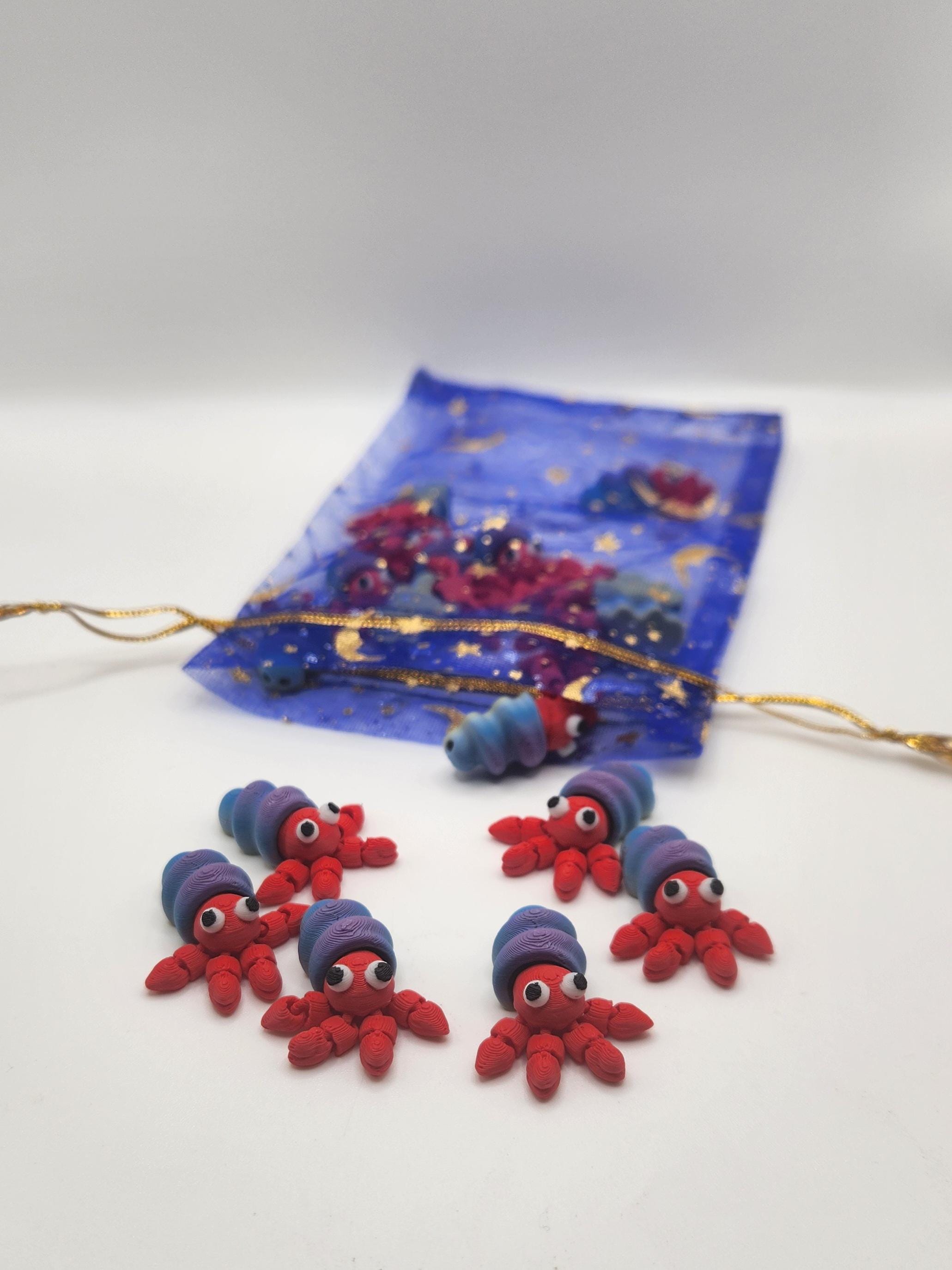 Hermit Crabs | 3D Printed | Articulated Flexi Bundle | Adorable Poseable 1 - Inch Hermit Crabs |  Desk Buddy | Pocket Pal | Sensory Aid