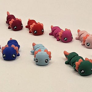 Axolotls | 3D Printed Flexi Animal | Articulated Mini bundle | Sensory Fidget Toy | Adorable Axolotl Bundle | Gift for Her/Him image 2