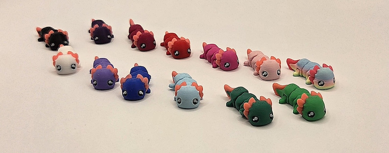 Axolotls | 3D Printed Flexi Animal | Articulated Mini bundle | Sensory Fidget Toy | Adorable Axolotl Bundle | Gift for Her/Him image 2