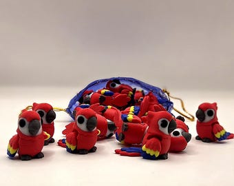 Macaw Flexi Toy Bundle | 3D Printed Mini Bird 1 Inch | Anxiety Fidget Pocket Pal | Tropical Bird Lover Gift | Desk Pet Sensory Aid