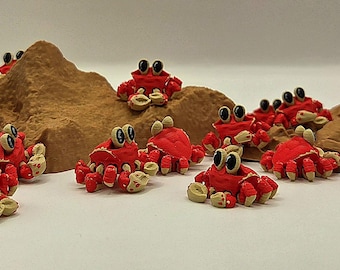 Crab Flexi 3D Printed Fidget Toy | Poseable Mini Crab Desk Pet | Anxiety Relief Sensory Pal | Ocean Pocket Pal (~1 Inch)