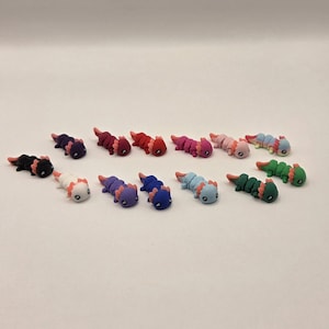 Axolotls | 3D Printed Flexi Animal | Articulated Mini bundle | Sensory Fidget Toy | Adorable Axolotl Bundle | Gift for Her/Him image 1
