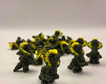 Dinosaur Dilophosaurus Flexi | 3D Printed Pocket Pal | Poseable Desk Pet Fidget | Anxiety Relief Sensory Toy | ~1 Inch Mini