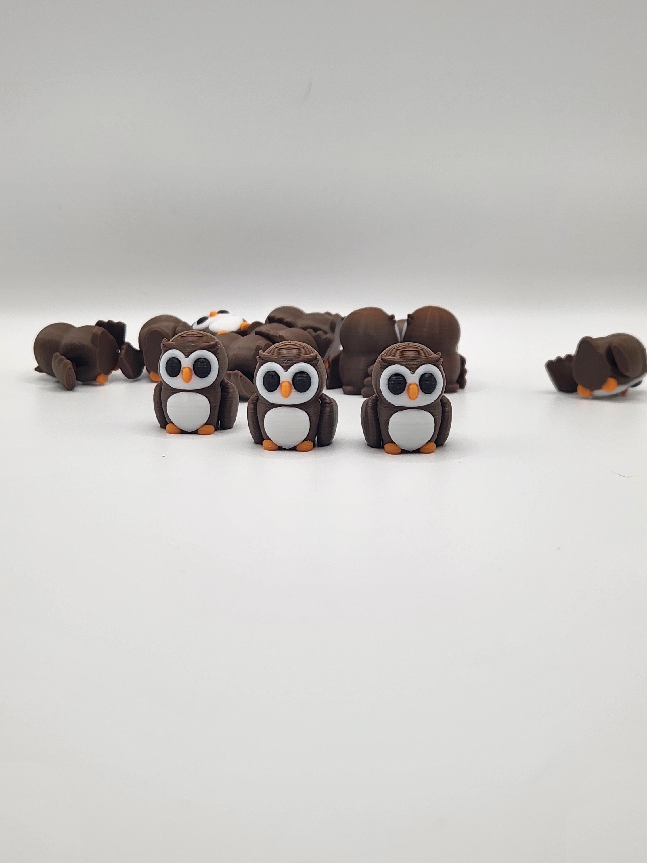 Owls | 3D Printed | Articulated Flexi Bundle | Adorable Poseable 1 - Inch Owls | Perfect Desk Buddy