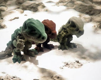 Skeleton T-Rex | 3D Printed | Articulated Flexi Toy | Adorable Poseable 3 Inch T-Rex Dinosaur | Perfect Desk Buddy | Pocket Pal
