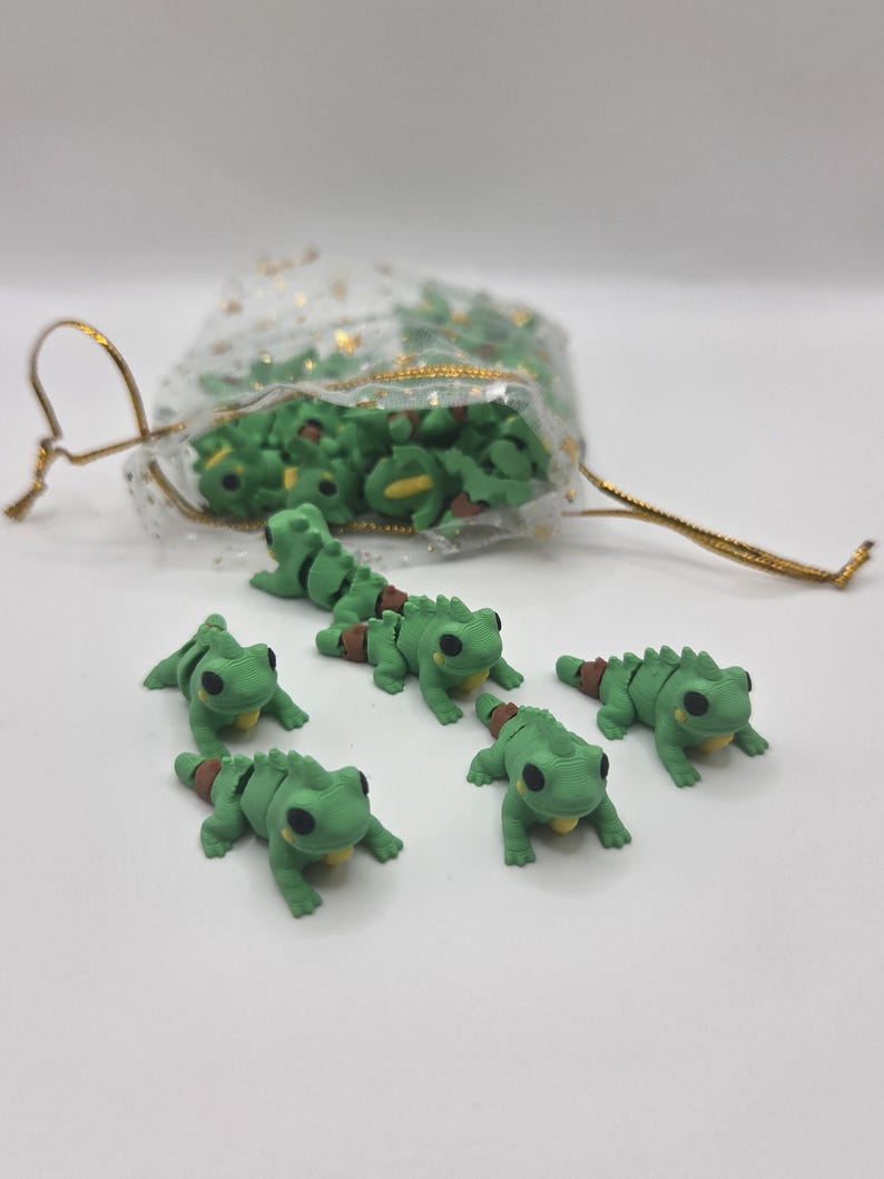 Leguan | 3D-utskriven | Ledad Flexi Bundle | Bedårande poserbara 2,5 cm leguaner | Perfekt skrivbordskompis | Fickkompis | Sensoriskt hjälpmedel bild 4