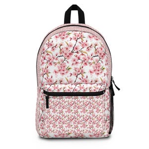 Floral Backpack with Pink Blossom Design, Trendy School Bag, Floral Print Backpack, Perfect for Spring, Stylish Gift for Students
