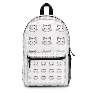 Cute Cat Backpack, Cat Lover Gift, School Backpack, Travel Bag, Animal Print Rucksack, Kids Backpack, Unique Designer Bag