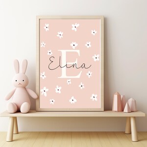 personalisiertes Geschenk Poster mit Gänseblümchen für Kind und Mädchenzimmer, Wanddekoration Kinderzimmer,Baby Wandkunst, Geburtstag,