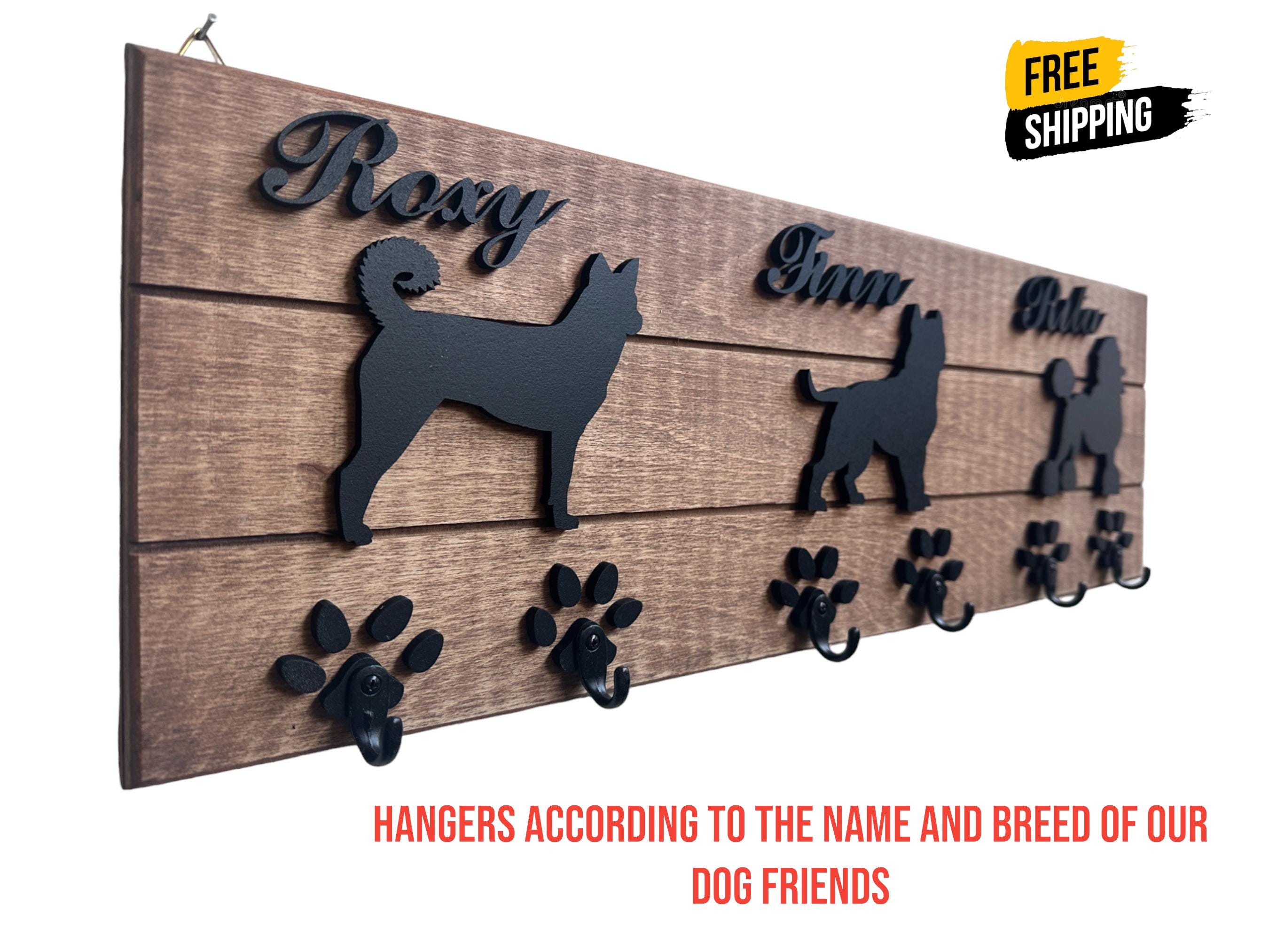 Wooden personalized dog hanger, design according to dog breeds and names, Gift for her, gift for him, Christmas gift, housewarming gift